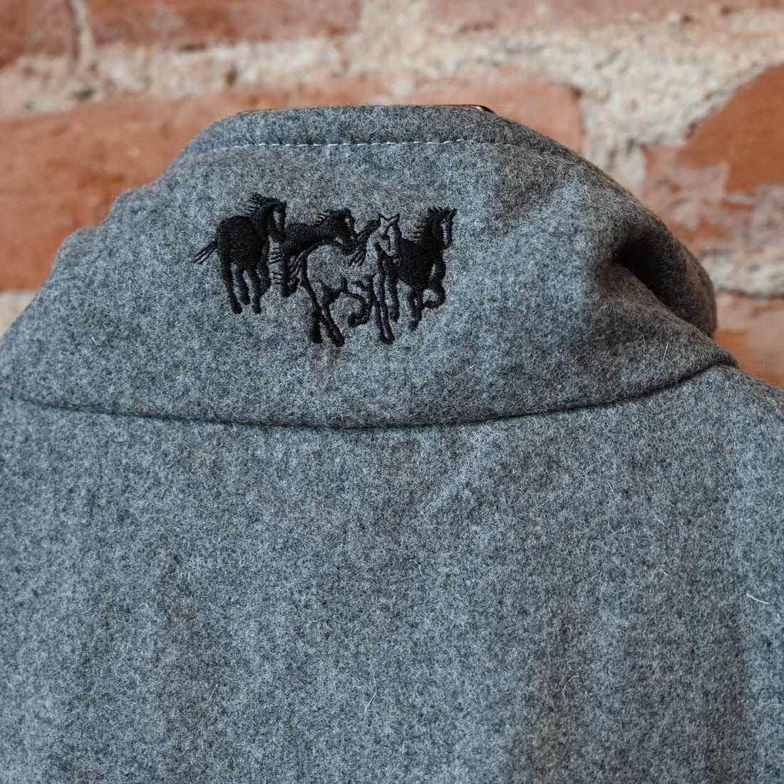 Schaefer ladies heather grey wool arena jacket with Western yoke and two-way zipper