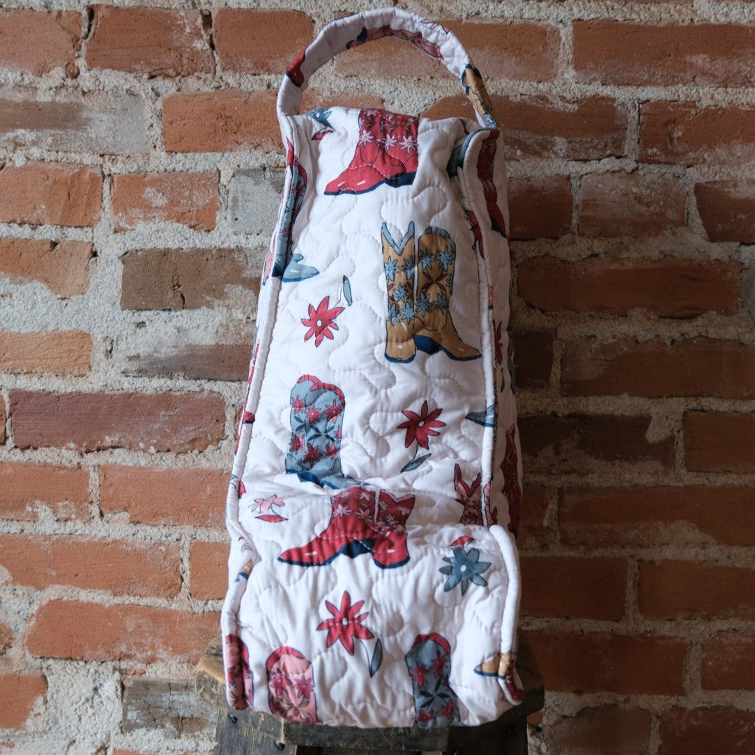 Ida Mae Home - Daisy Boots Linen Quilted Boot Bag