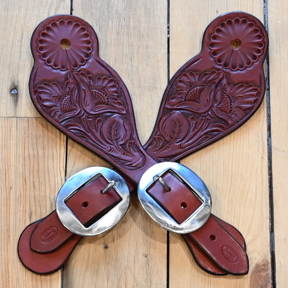 Deeter Floral Hand Stamped Spur Strap with Fancy Buckle