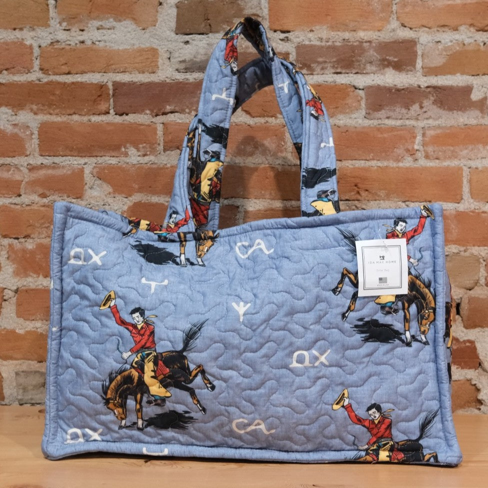 Ida Mae Home - Lazy J Chambray Quilted Tote Bag