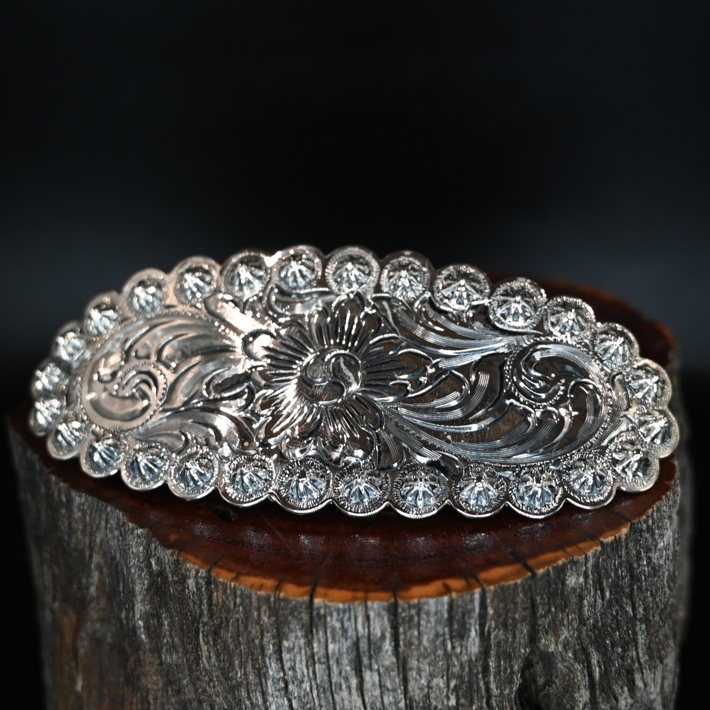 Vogt Silversmiths Rosette floral sterling silver barrette