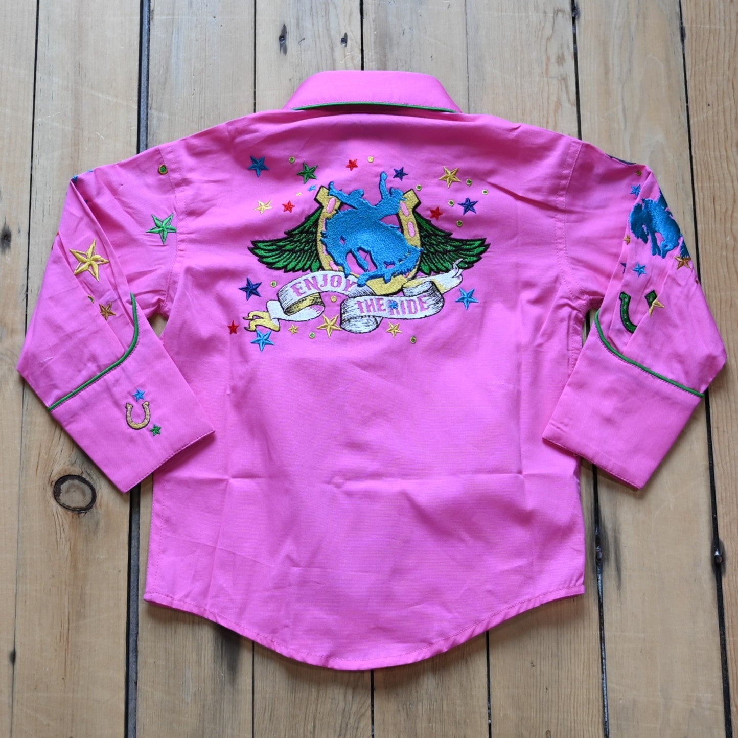 Rockmount kids pink embroidered Enjoy the Ride Western shirt