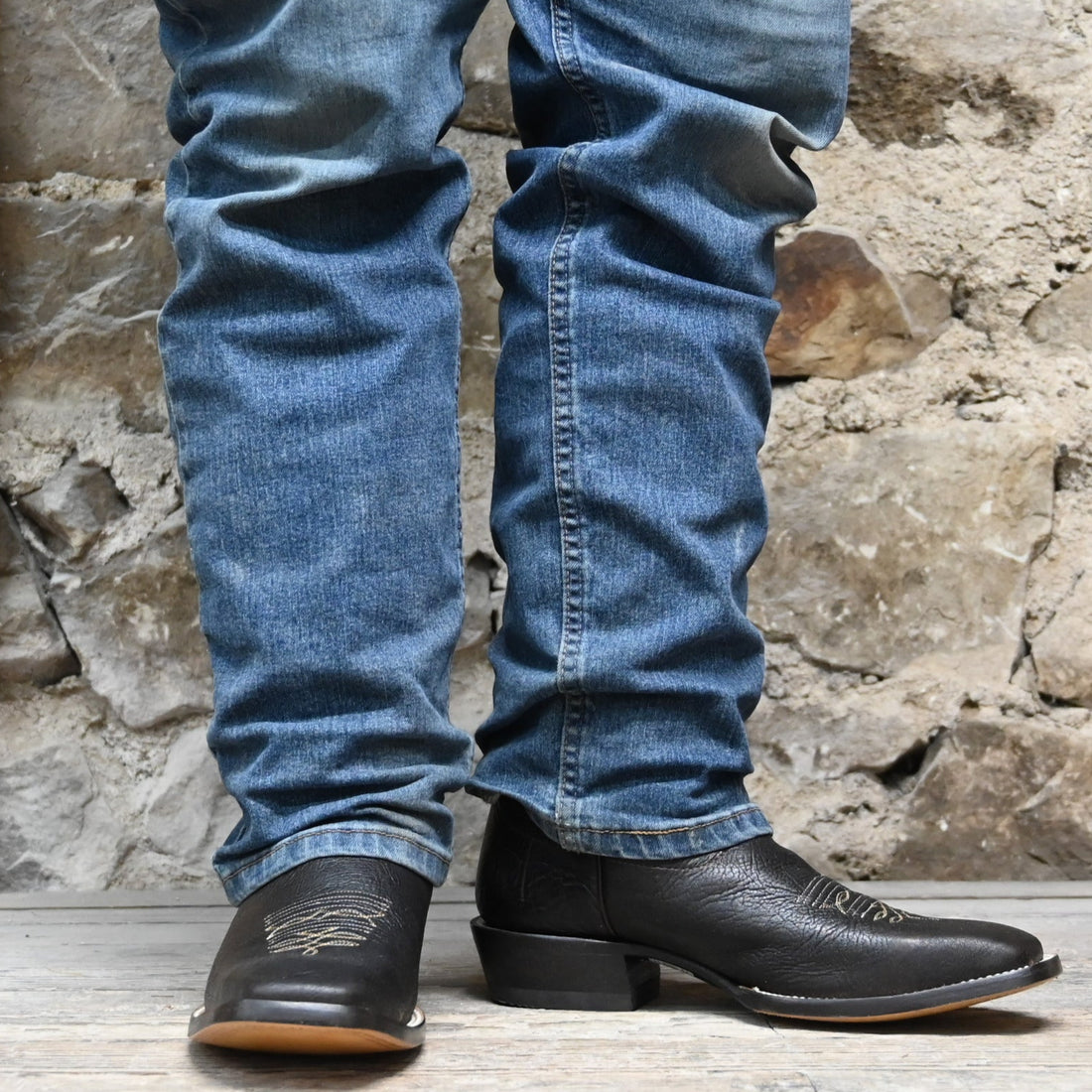 View of Hondo 13" cowboy boot with rust volcano top, brown volcano vamp, and medium round toe
