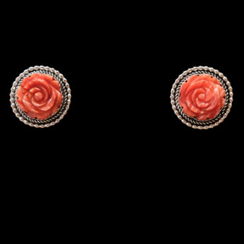 Sunwest Silver Spiny Oyster Rose Earrings
