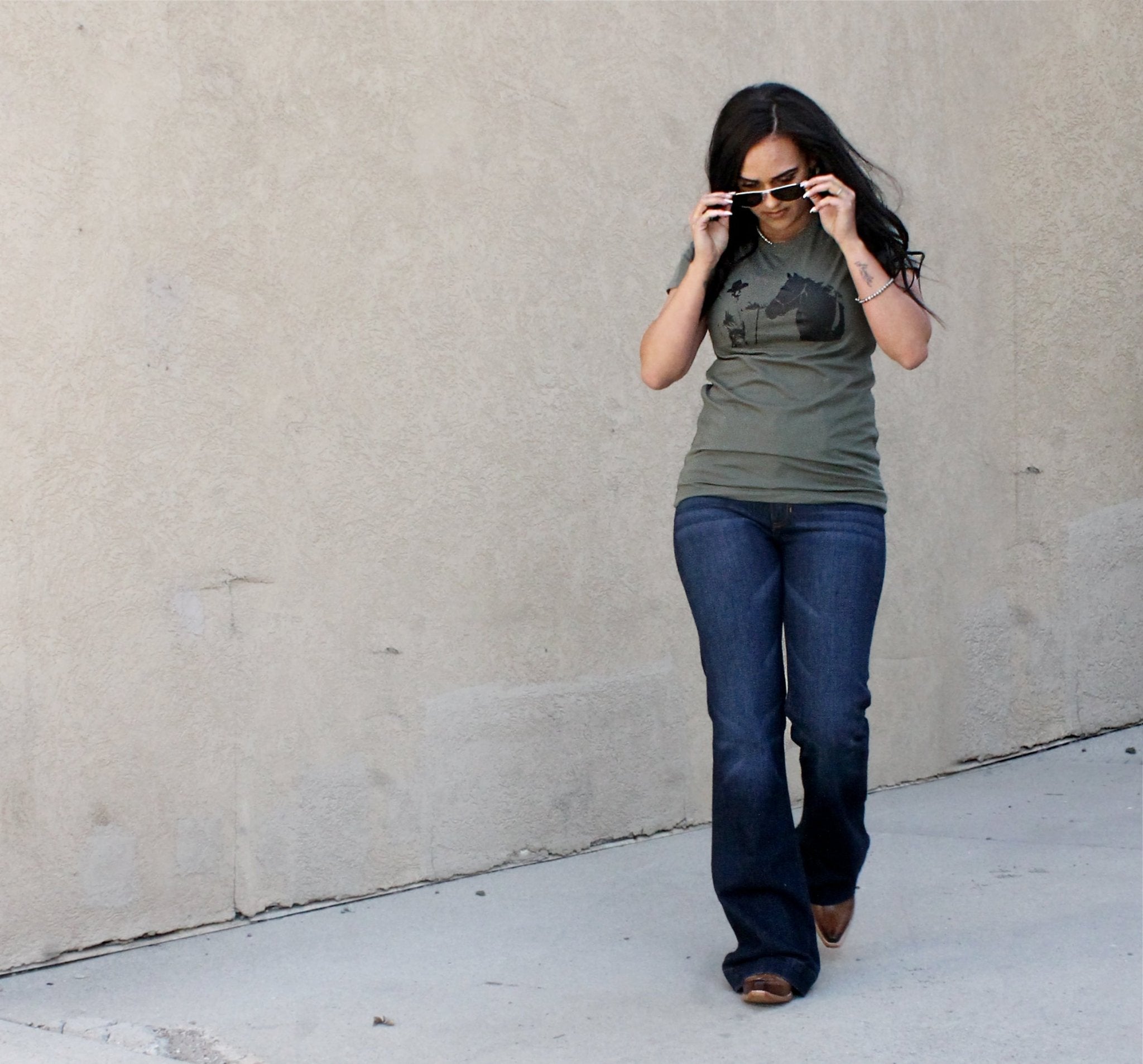 Cowboy & Horse on Green