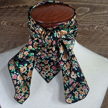 Cowboy Images Charmeuse Berry Flowers Caramel Silk Wild Rag 36" x 36"