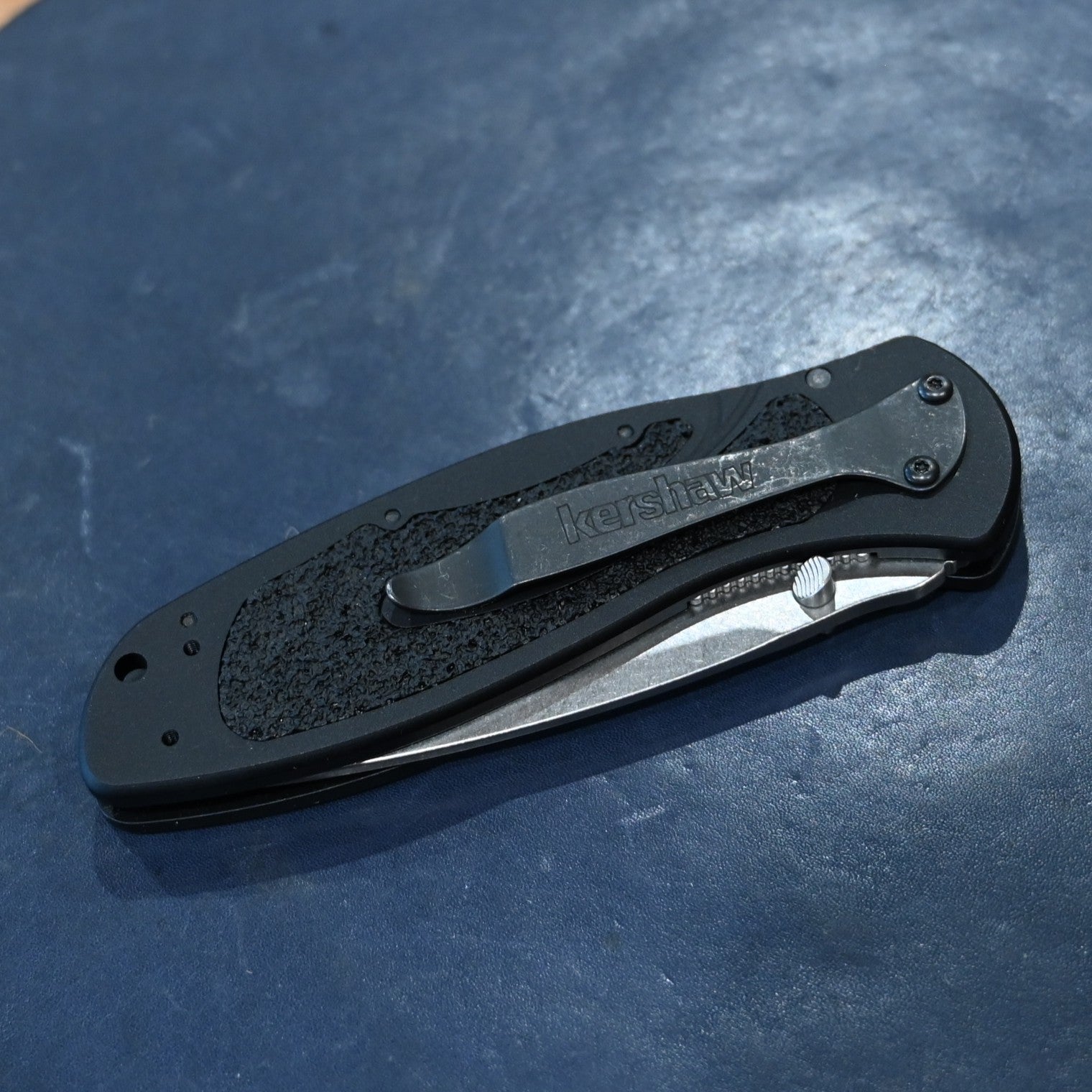 Kershaw Blur folding knife with black aluminum handle and stonewashed S30V blade