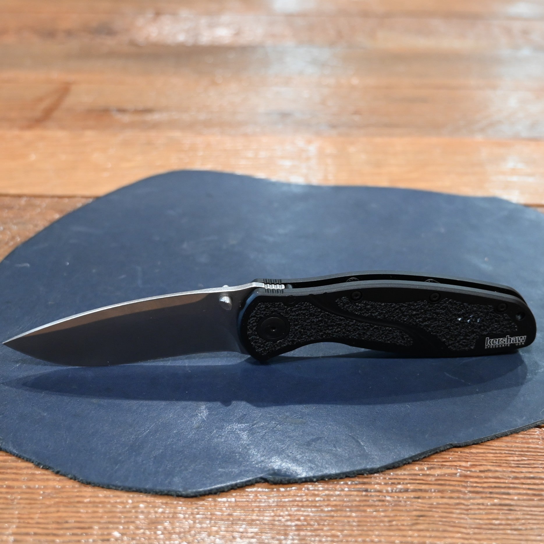 Kershaw Blur folding knife with black aluminum handle and stonewashed S30V blade