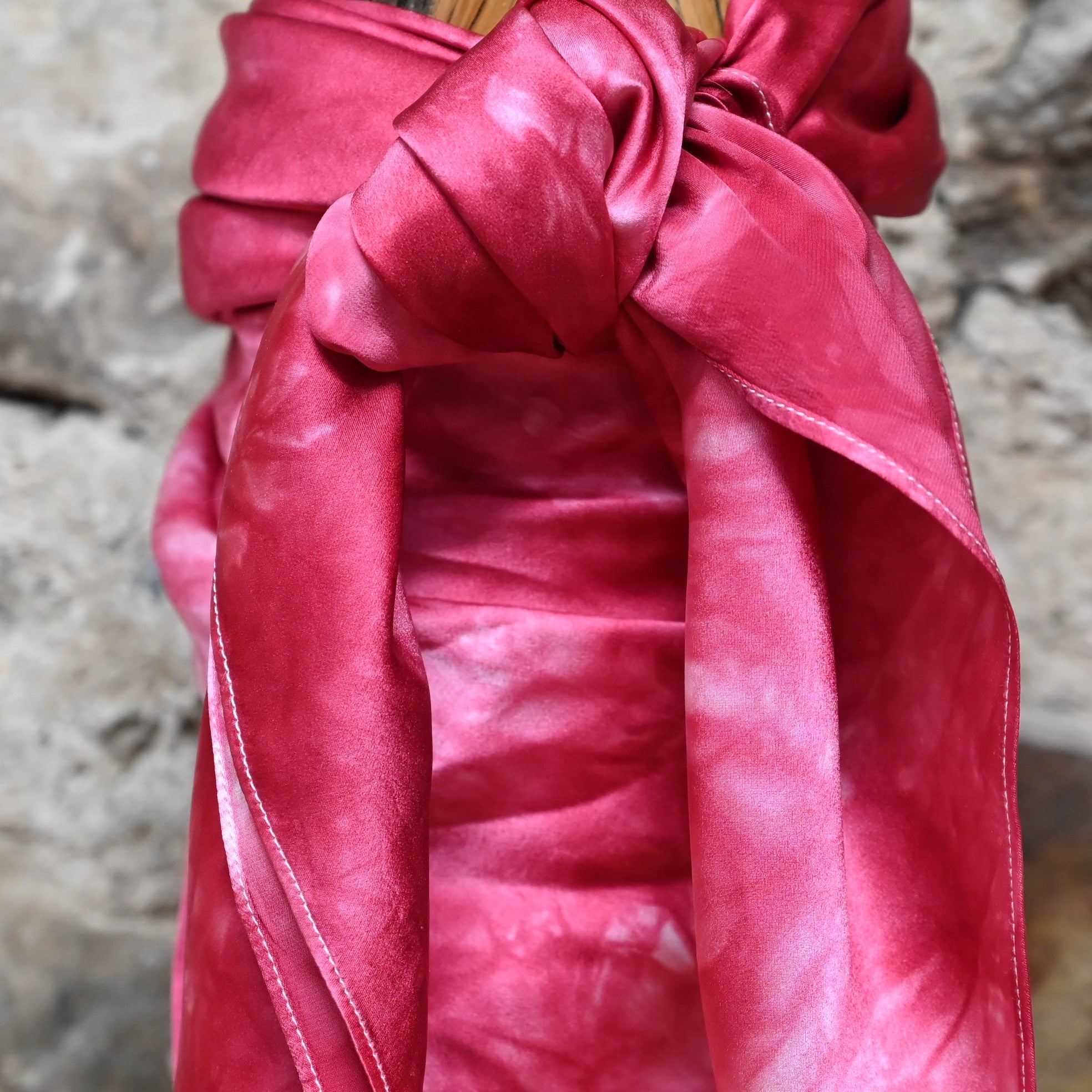 Amber Waves Charmeuse Wild Rag 44" in Candy Apple view of pattern