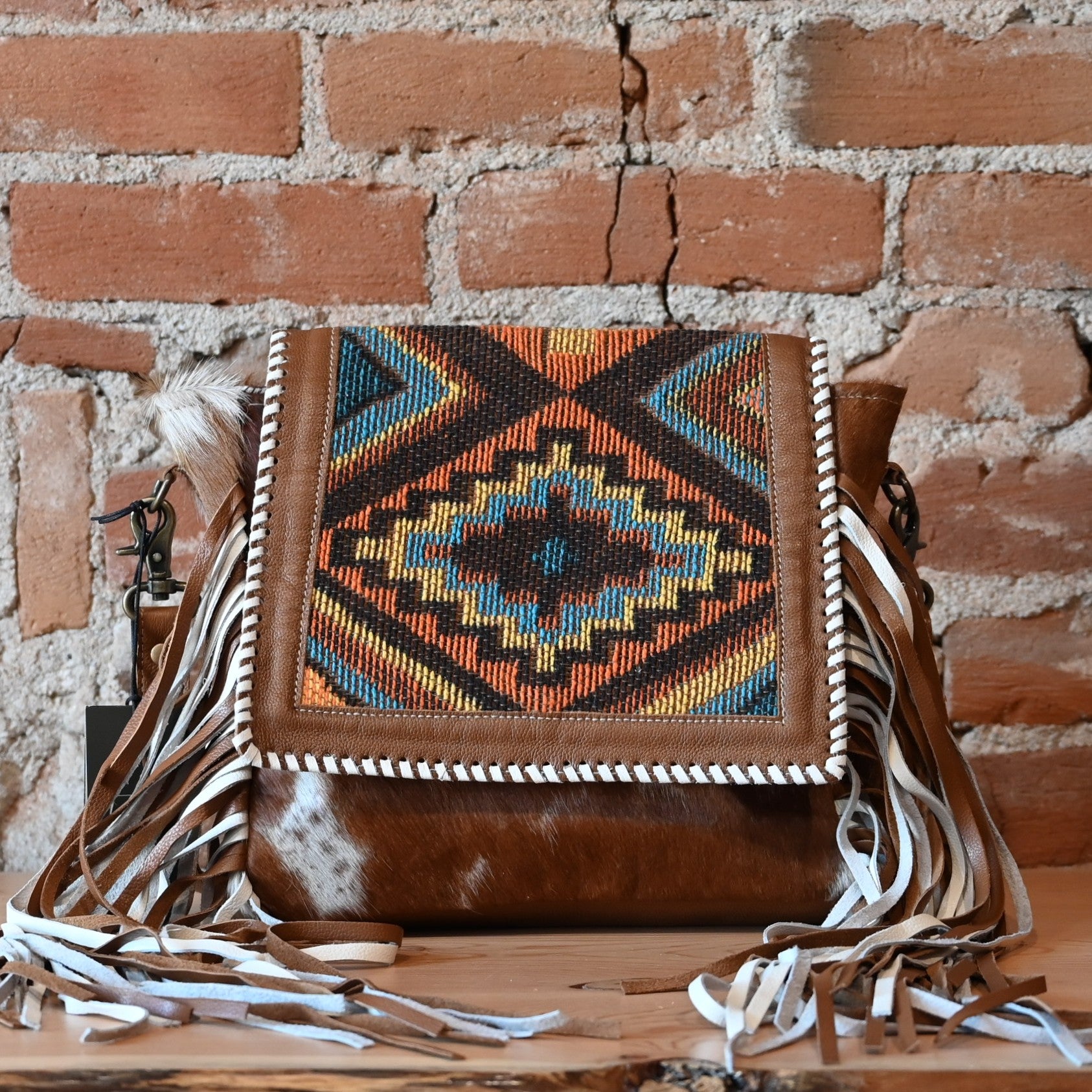 Myra Boho Chic style leather & hairon bag