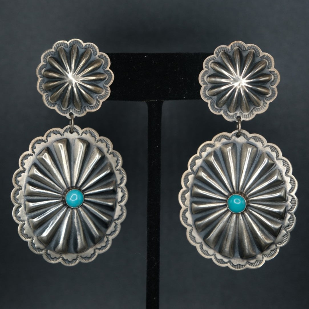 Sunwest Silver Tyrone Turquoise Circle - Oval Post Earrings