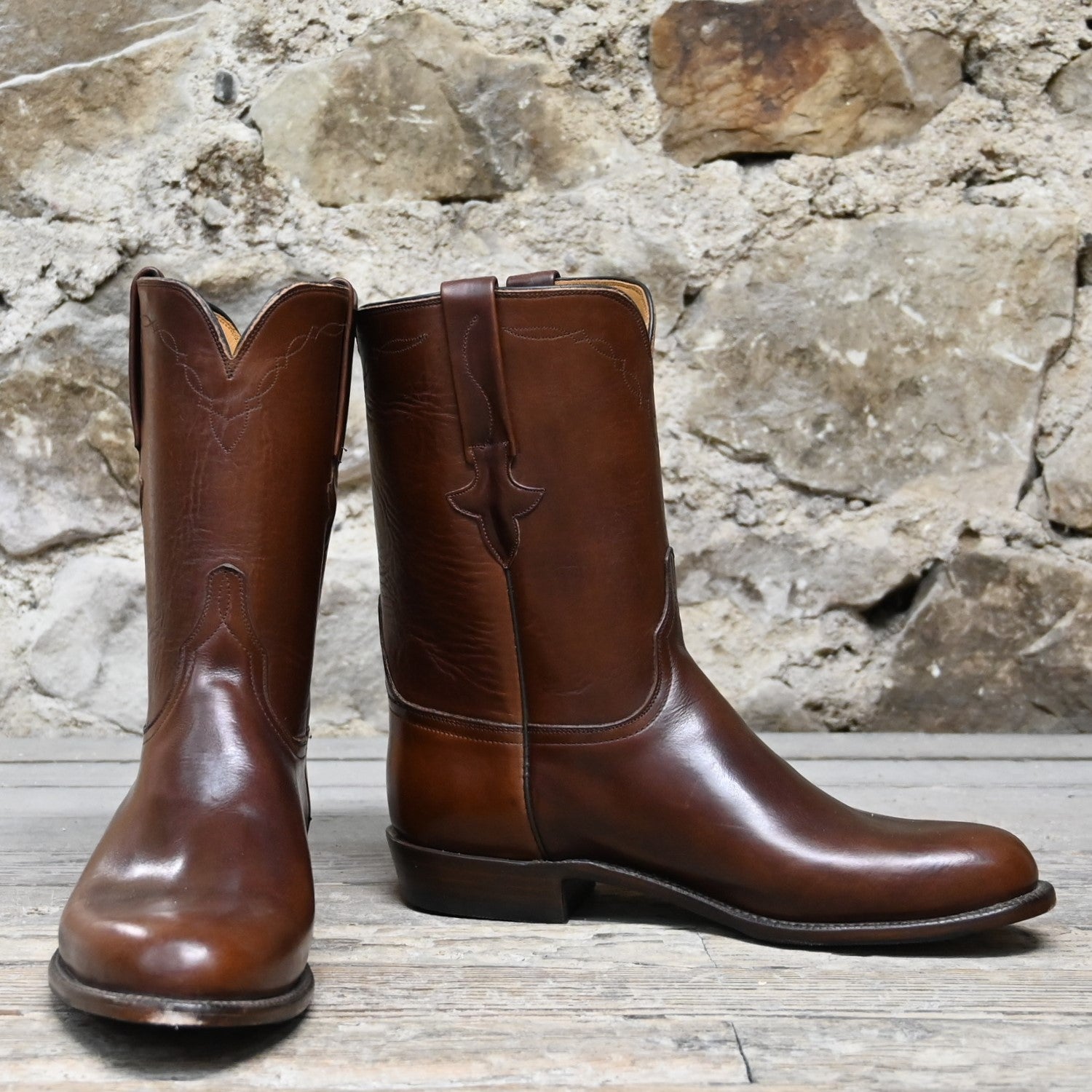 Lucchese Men's 10″ Custom Roper – Chocolate Calf Leather Boot