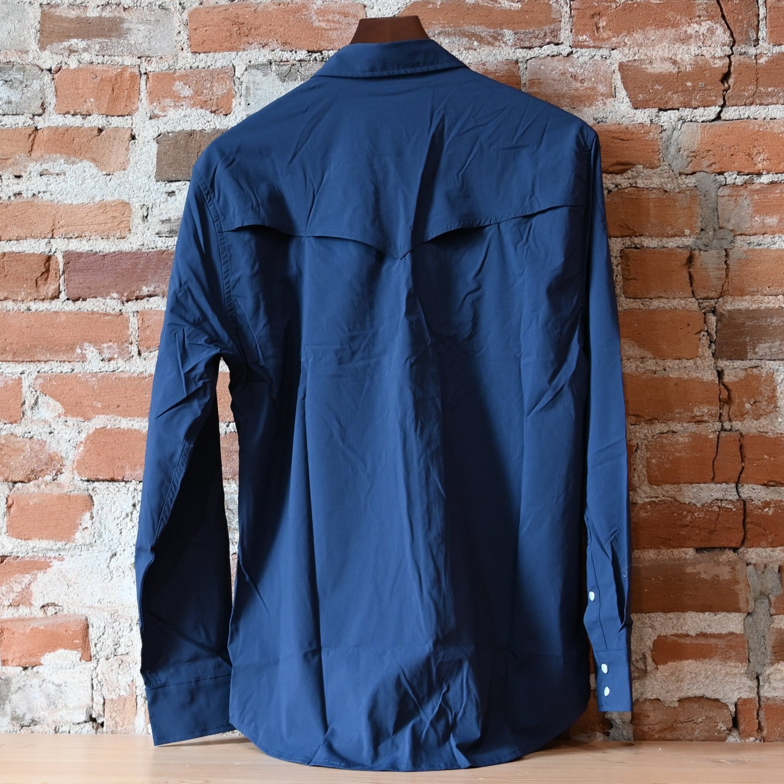 Schaefer RangeTek navy western guide snap shirt with snap front and yoke detailing