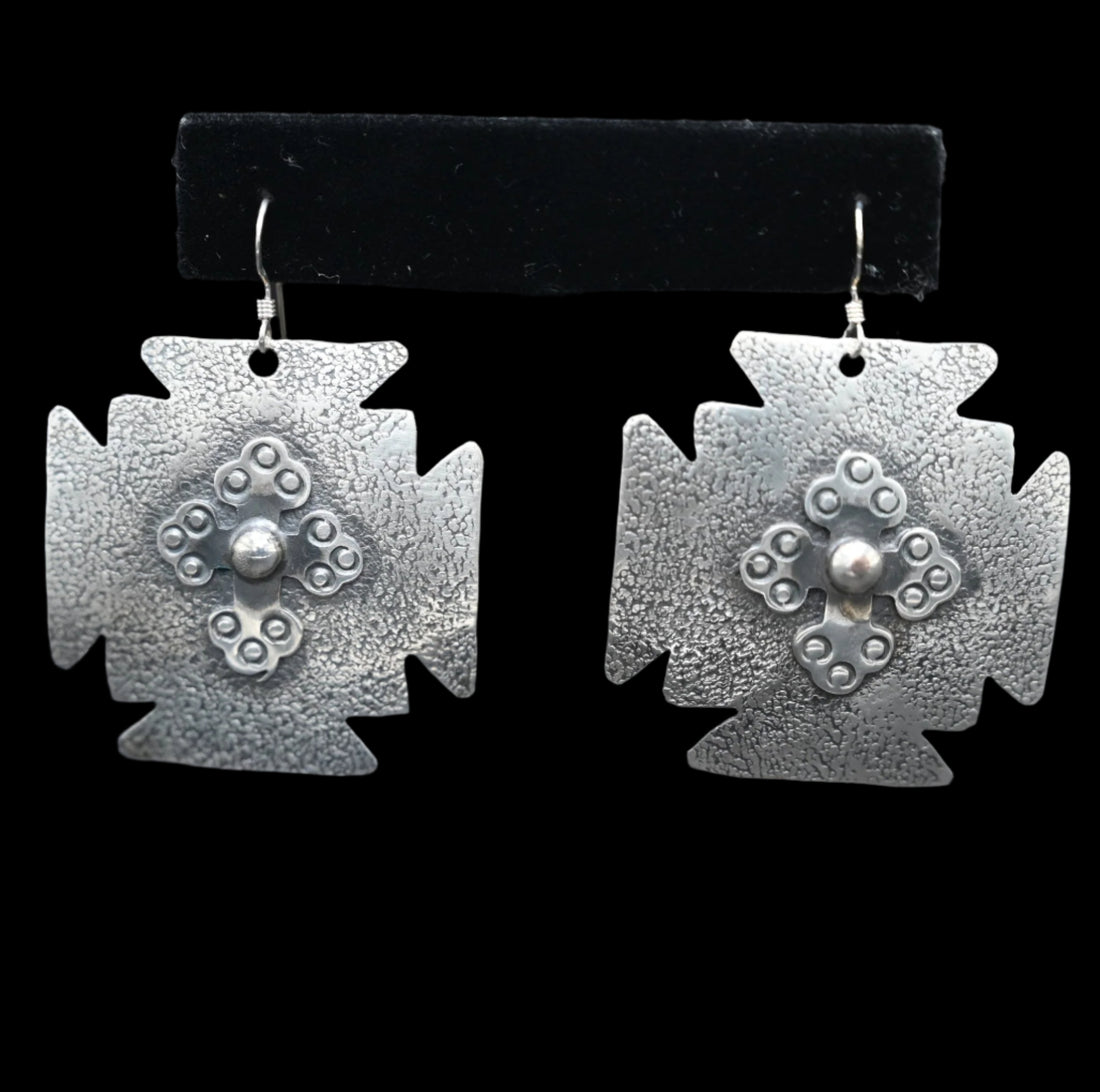 Dangle Cross Sterling Silver Earring