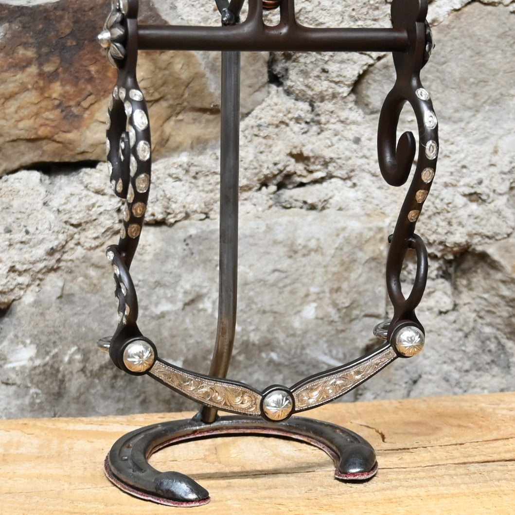 JT Silversmiths Daisy and Snake bit with patina finish and silver inlay, daisy & snake motifs