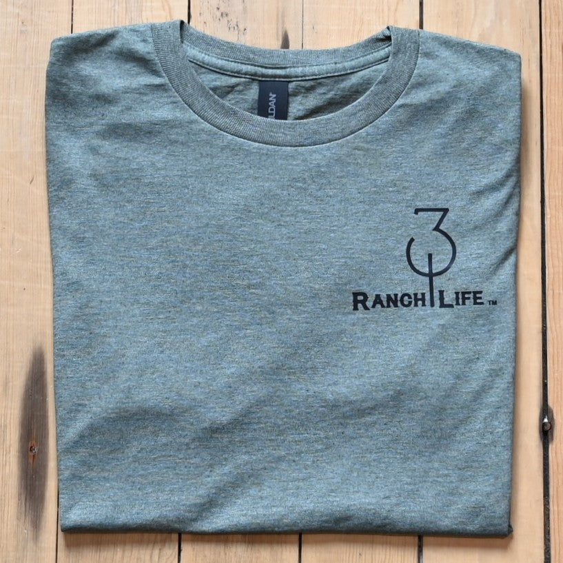 Heather Forest Green unisex T‑shirt with American flag graphic from 310 Ranch Life.