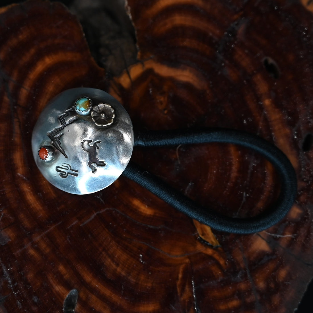 Calico Rose Trick Pony sterling silver combo accessory, wearable as a hair tie or pendant