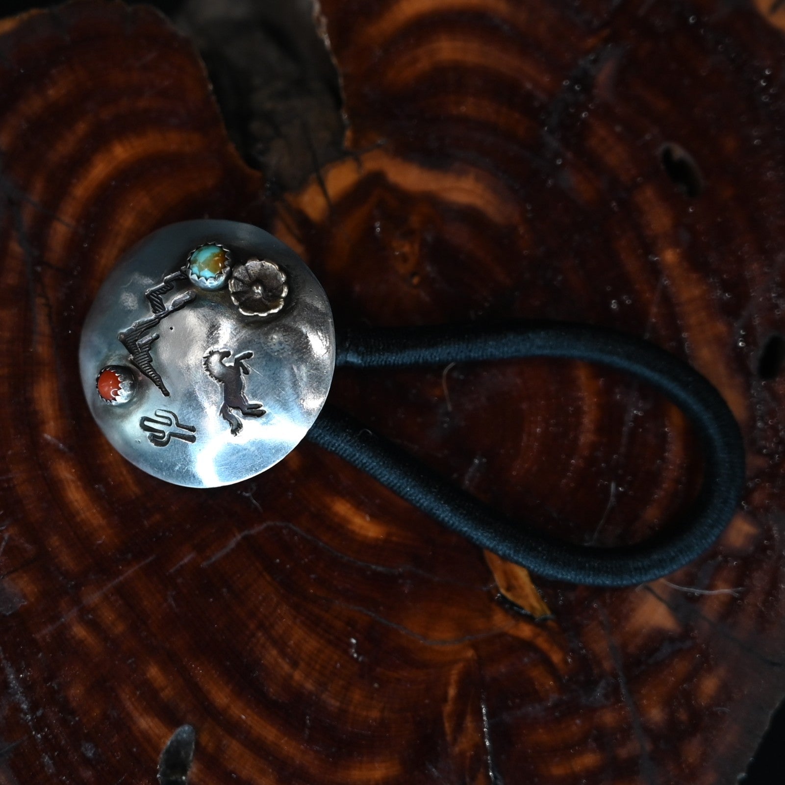 Calico Rose Trick Pony sterling silver combo accessory, wearable as a hair tie or pendant