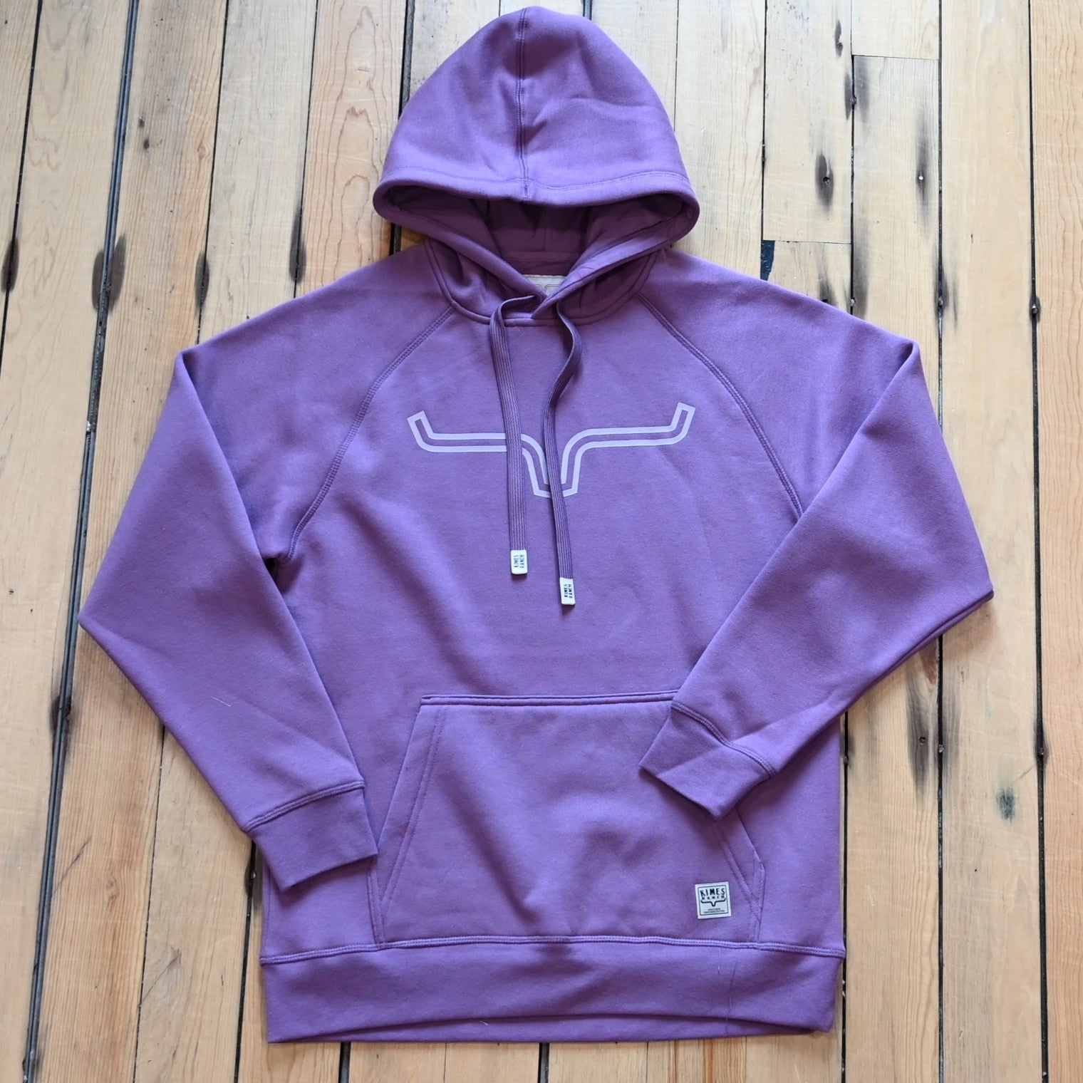 Kimes Ranch ladies pullover hoodie in lilac with tonal longhorn logo and front handwarmer pocket