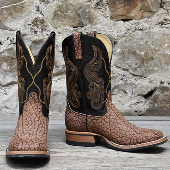 Hondo 11" Cowboy Boot – Brown Volcano Top with Sand Nubuck Bullhide Vamp