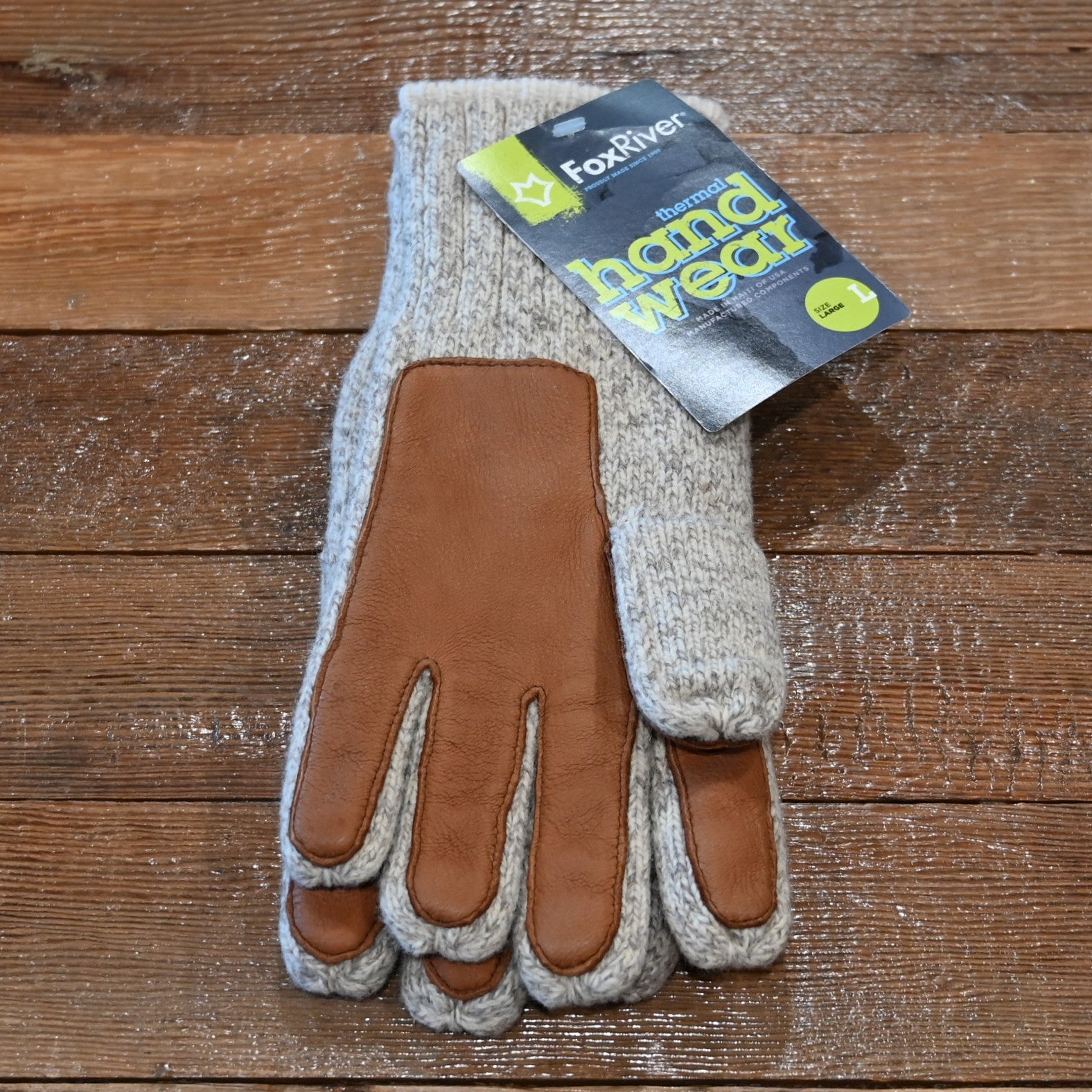 Fox River Brown Tweed 4-Layer Glove in wool-blend fabric with reinforced palms and thermal lining