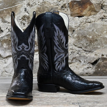 Hondo 13" – Black Volcano Top with Full Quill Black Ostrich Vamp