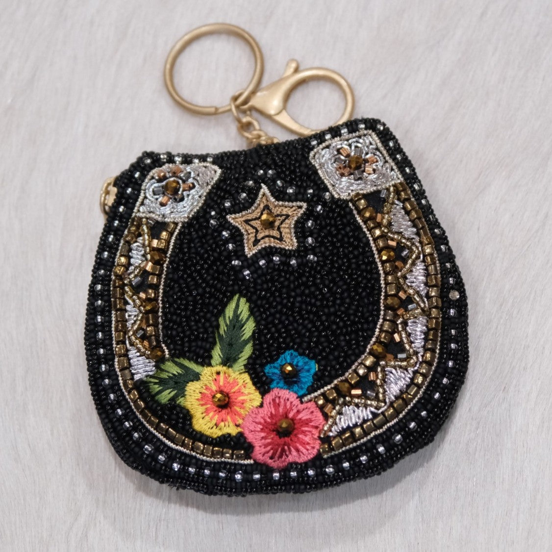 Mary Frances Good Luck Beaded Horseshoe Coin Purse