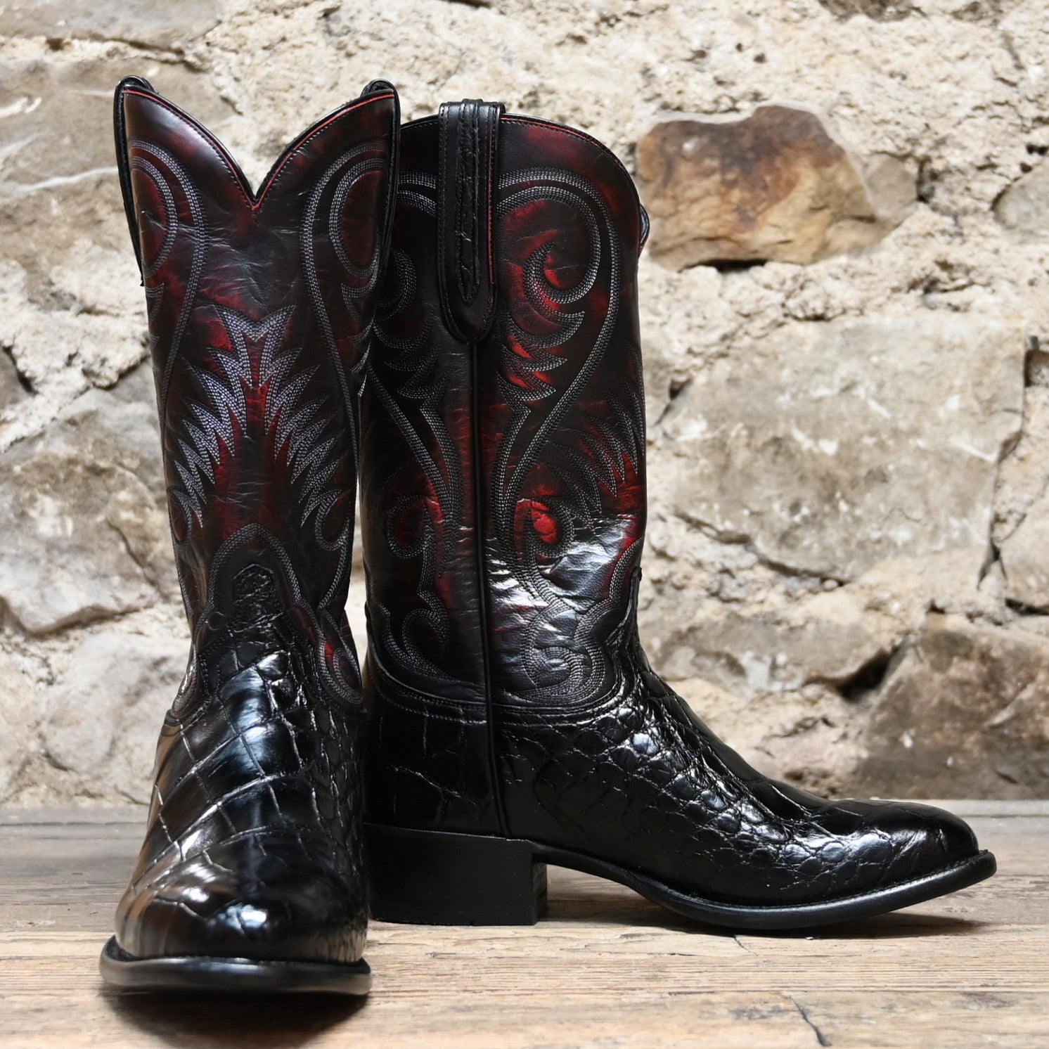 Hyer 100 Black Cherry Mississippiensis American Alligator Boot