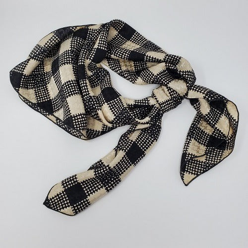 Cowboy Images Charmeuse Plaid Ivory Wild Rag 36x36