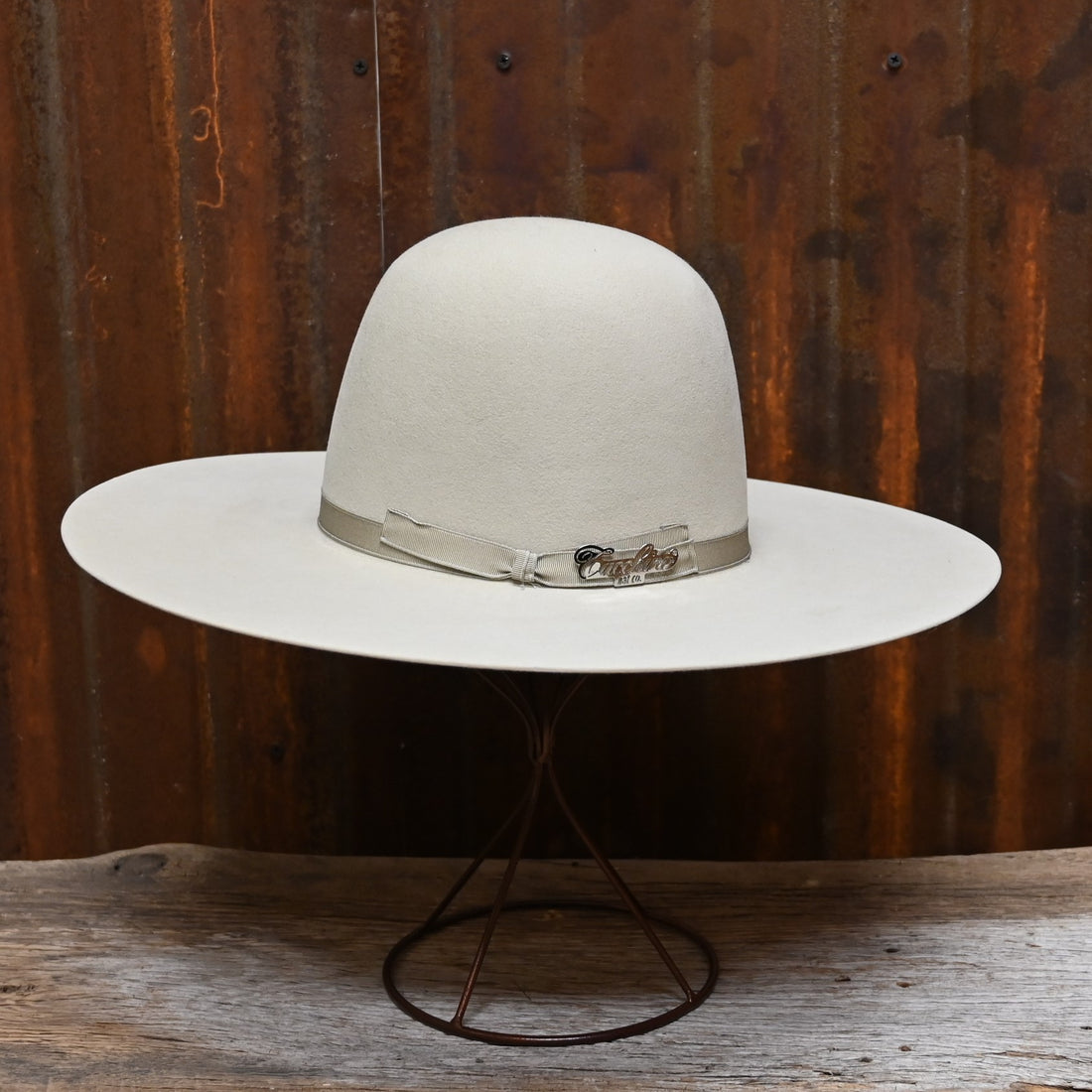 Tacchino Open Crown Western Hat in Cream with a 5.875-inch brim.