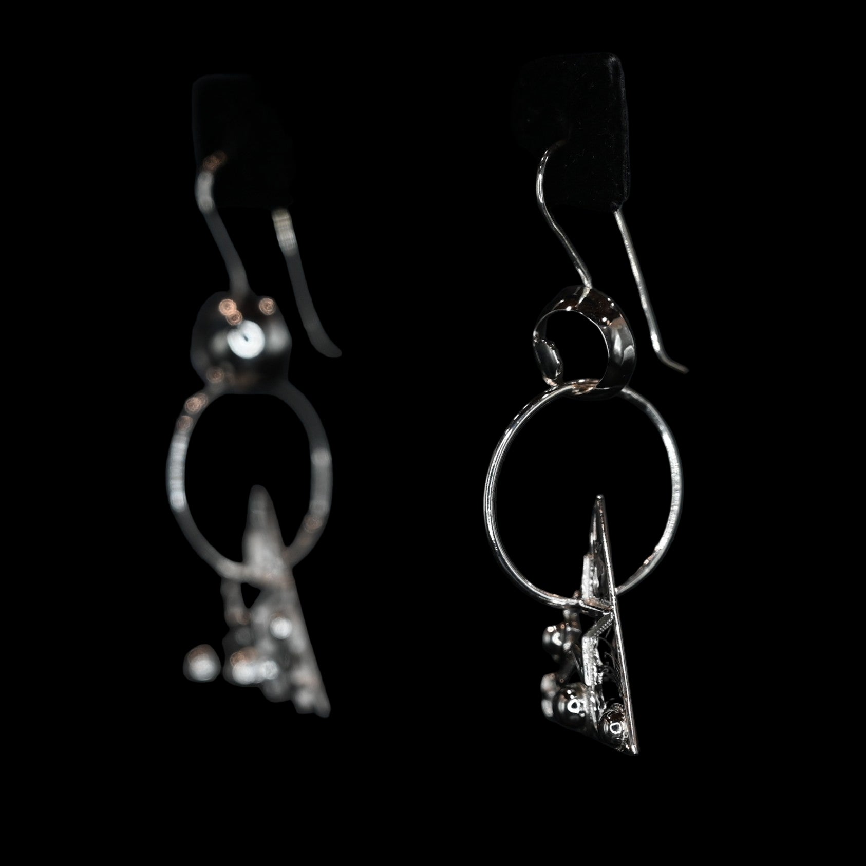 Vogt Silversmiths Silver Cosmic Clementine sterling silver dangle earrings with moon and star design