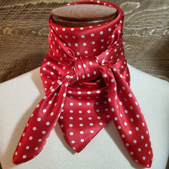 Cowboy Images Charmeuse 3/16" White Dot on Red Wild Rag