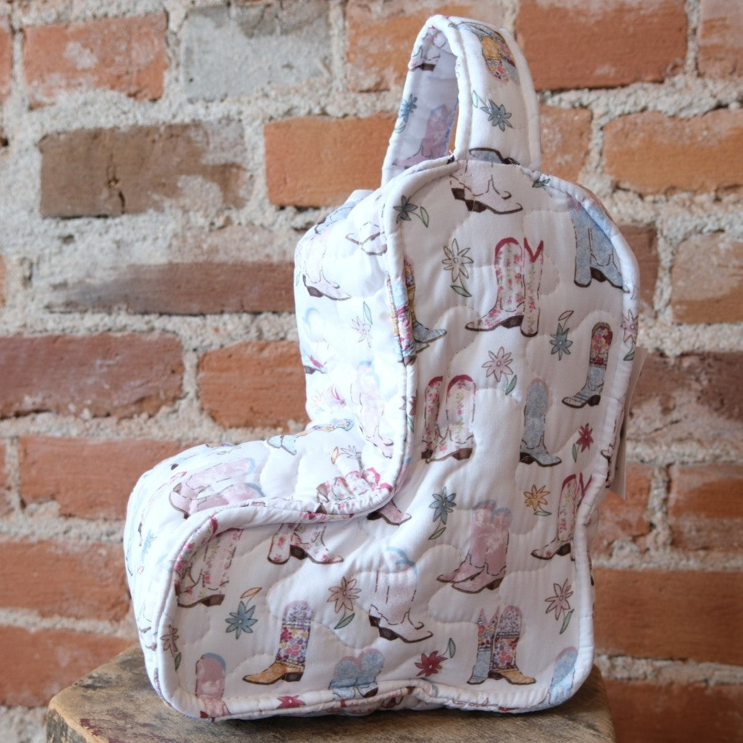 Ida Mae Home - Daisy Boots Patchwork White Quilted Baby Boot Bag
