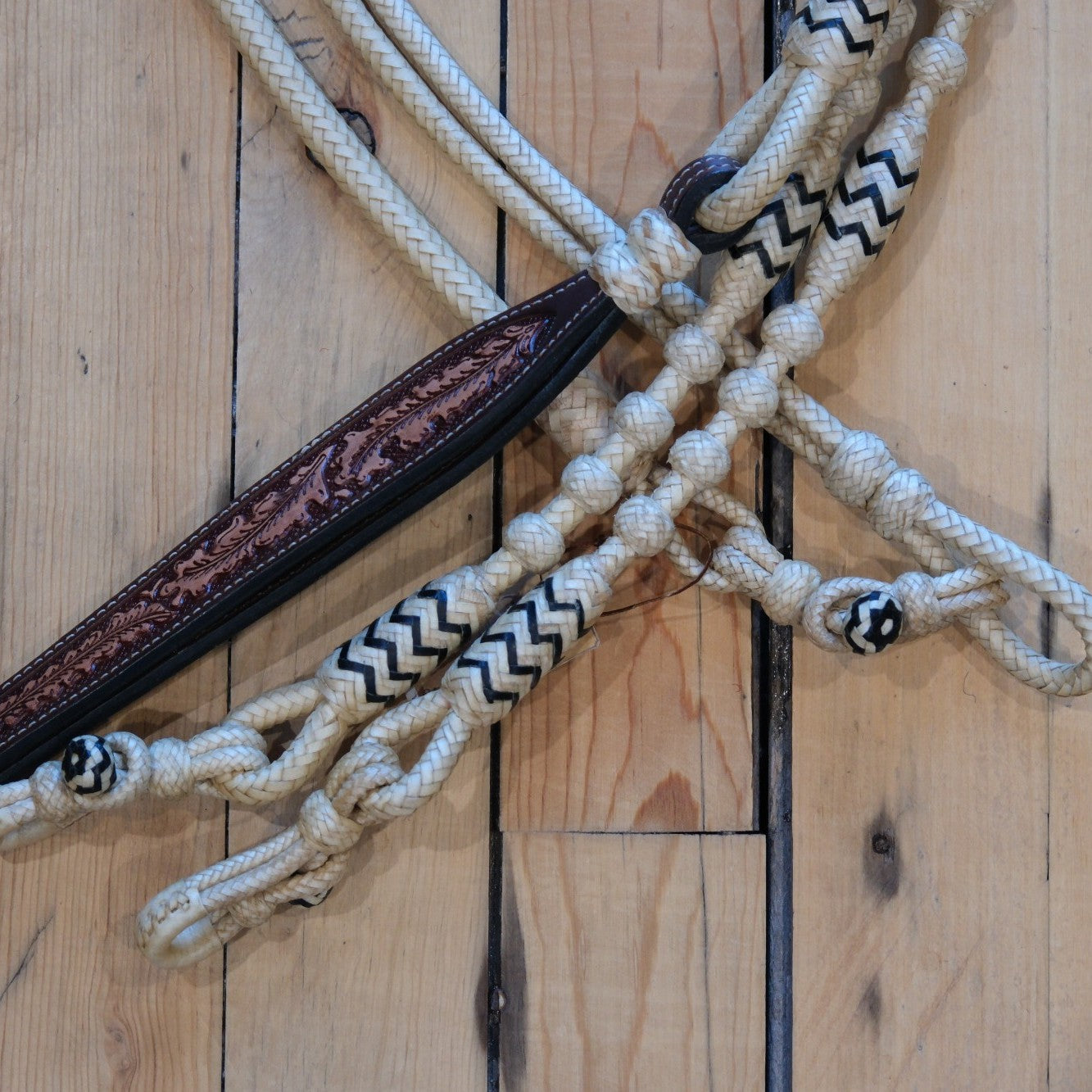 Traditional Rawhide 110" 12 Plait Romel Reins - Natural with Accents