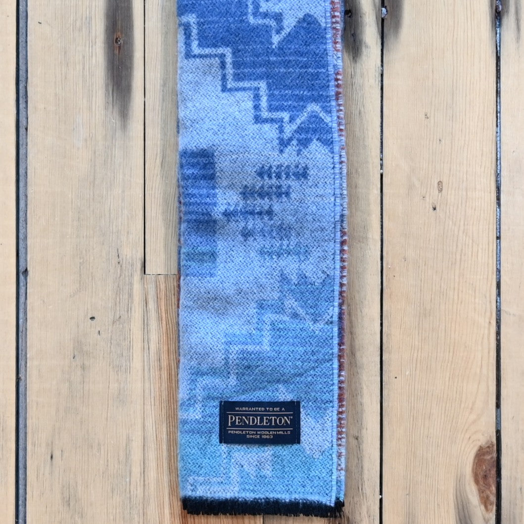 Pendleton Harding Star jacquard wool scarf in dusk tones with eyelash fringe.