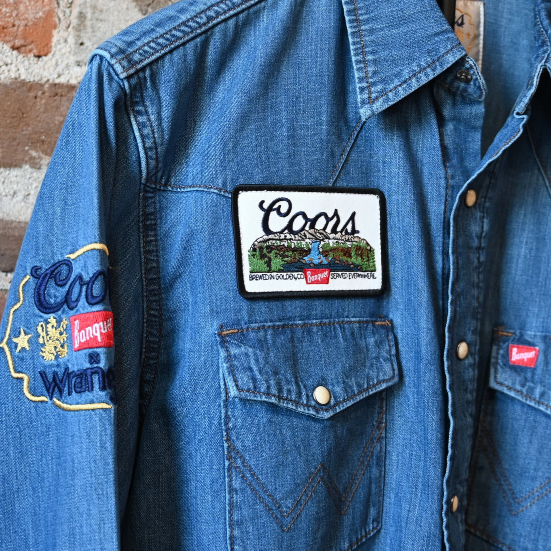 Wrangler × Coors Golden Blue denim shirt with western yoke and snap details