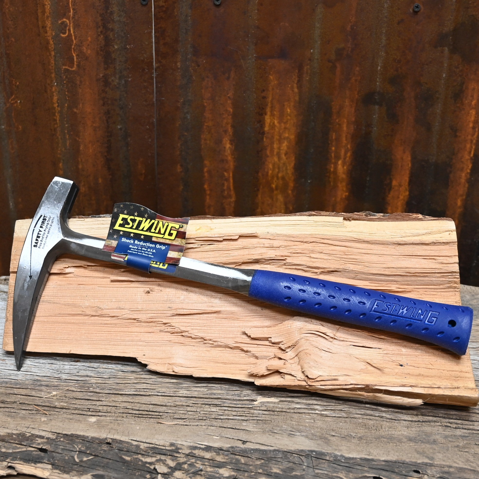 Estwing long handle rock pick with pointed tip forged steel and shock reduction grip