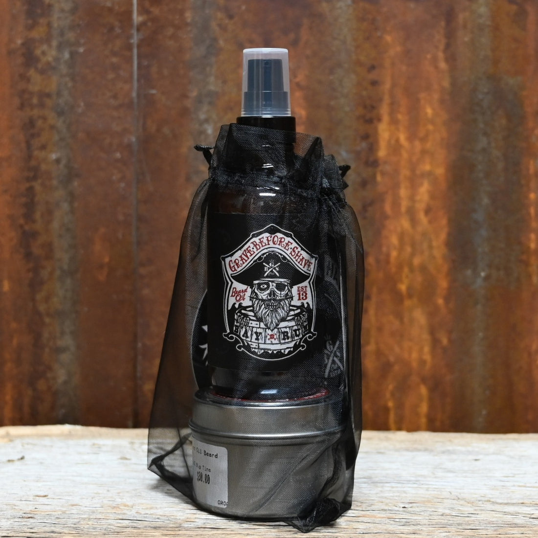 Grave Before Shave Large Bay Rum Beard Pack with 4 oz beard oil and 4 oz beard balm in warm spiced scent