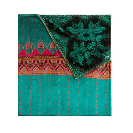 Johnny Was Laurel Canyon cozy blanket in Angelia pattern reversible with matching drawstring storage bag