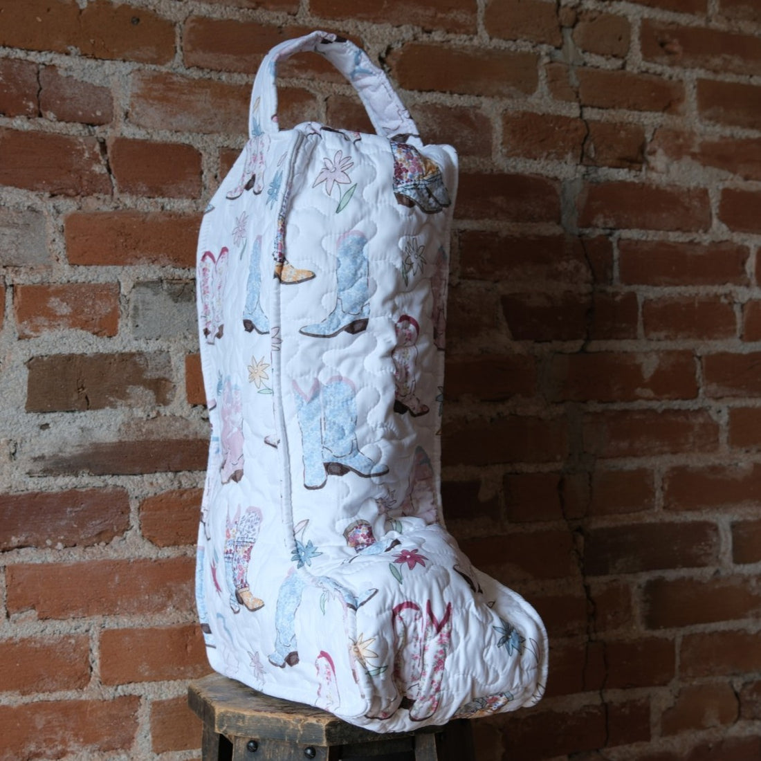 Ida Mae Home - Daisy Boots Patchwork White Quilted Tall Boot Bag