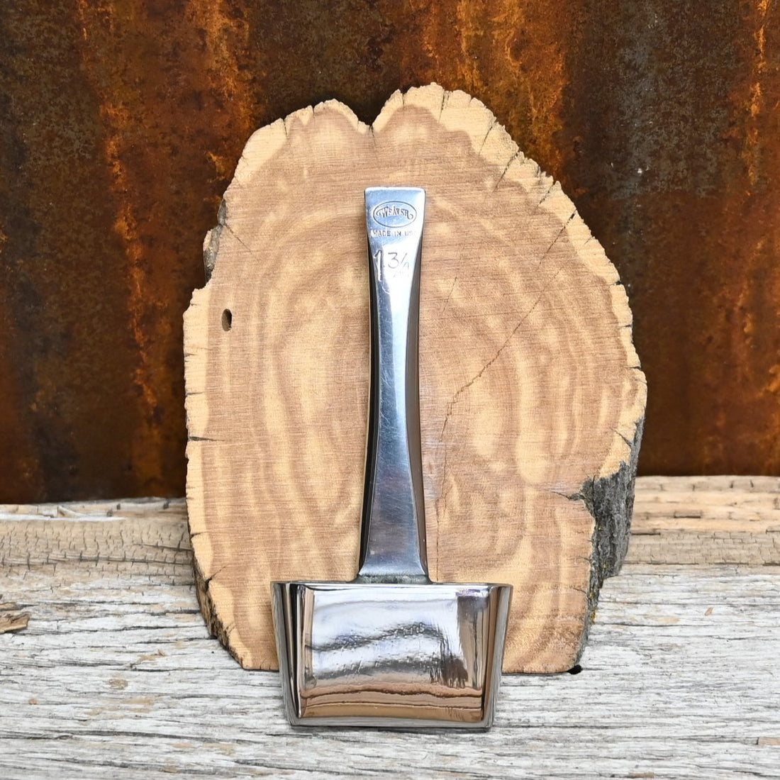 Weaver Master Tool 1 ¾-inch oblong leather punch, hand-forged polished steel