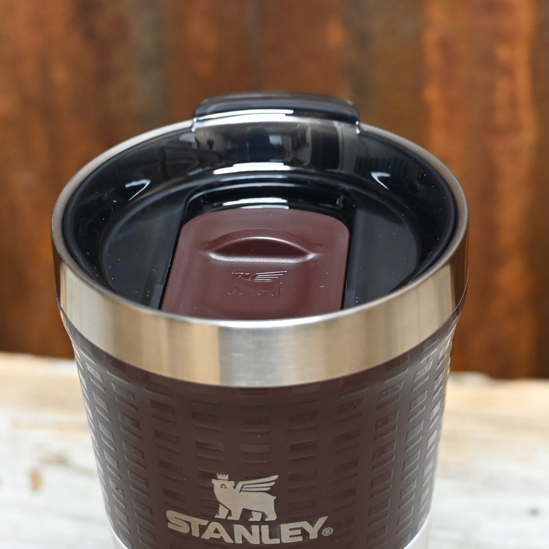 Stanley The Textured Everyday Tumbler 16 oz in Mahogany Grid textured stainless steel with slider lid and silicone base