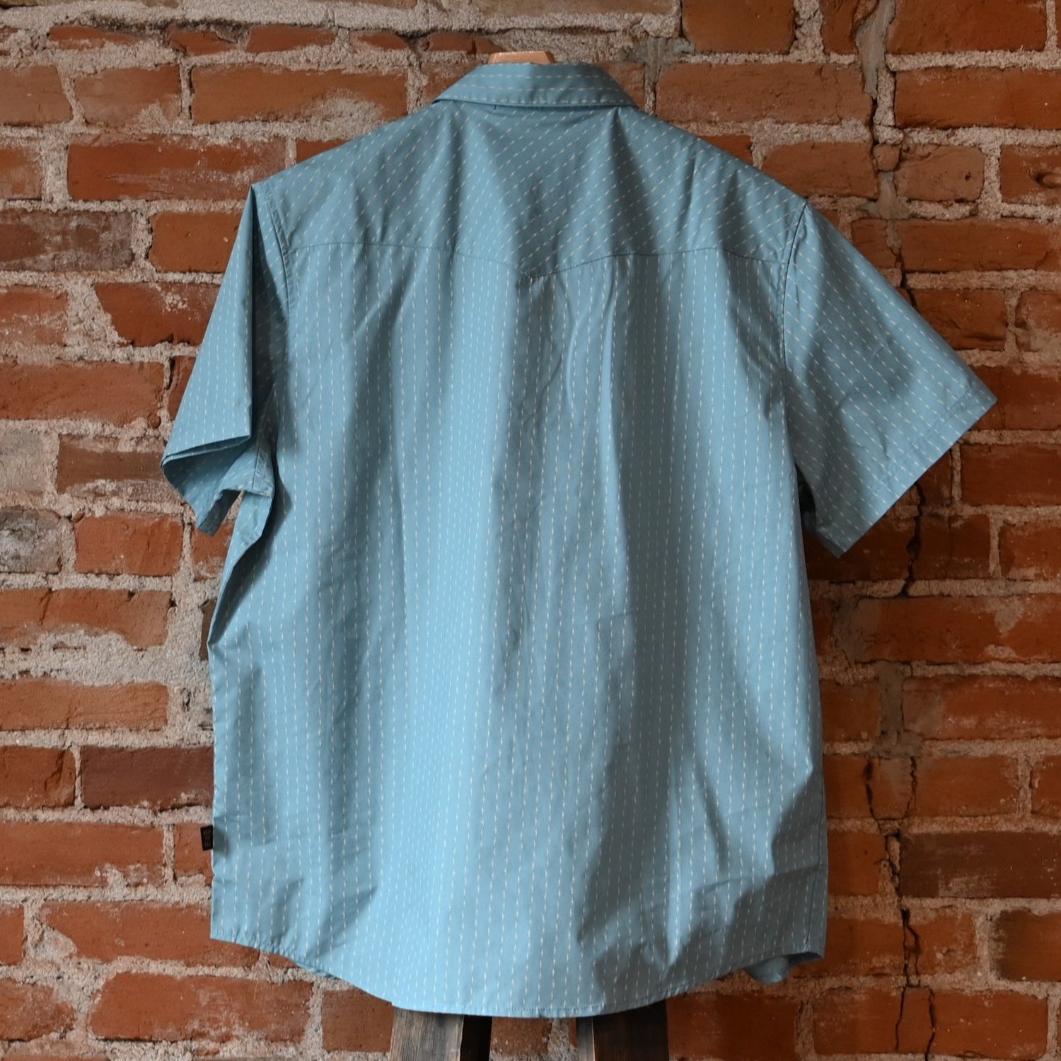 Howler Bros H Bar B Snapshirt in Power Lines Smoke Blue with pearl snaps and Western yoke detailing
