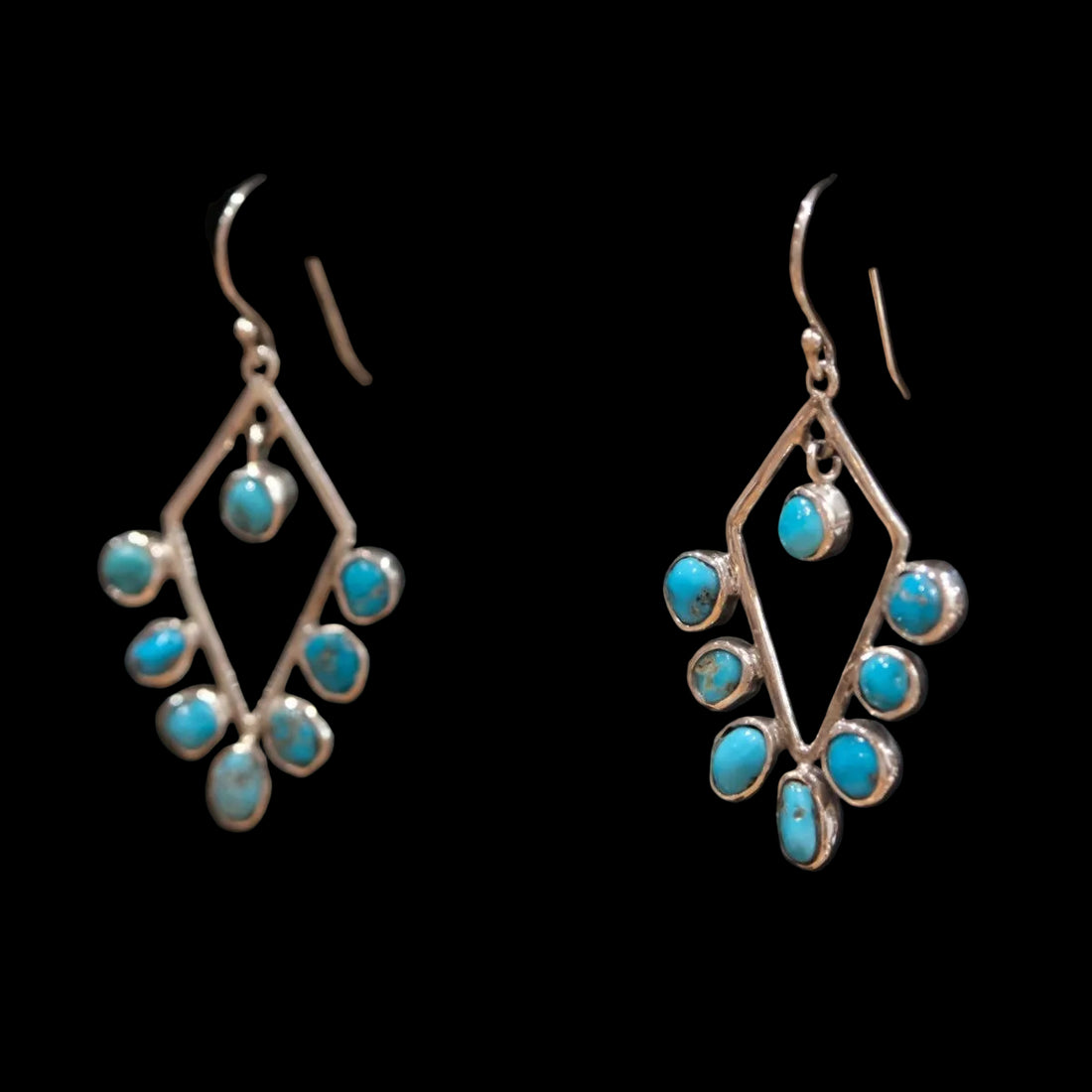 Peyote Bird Rio Vista Earrings - Turquoise Diamond Frame Jewelry