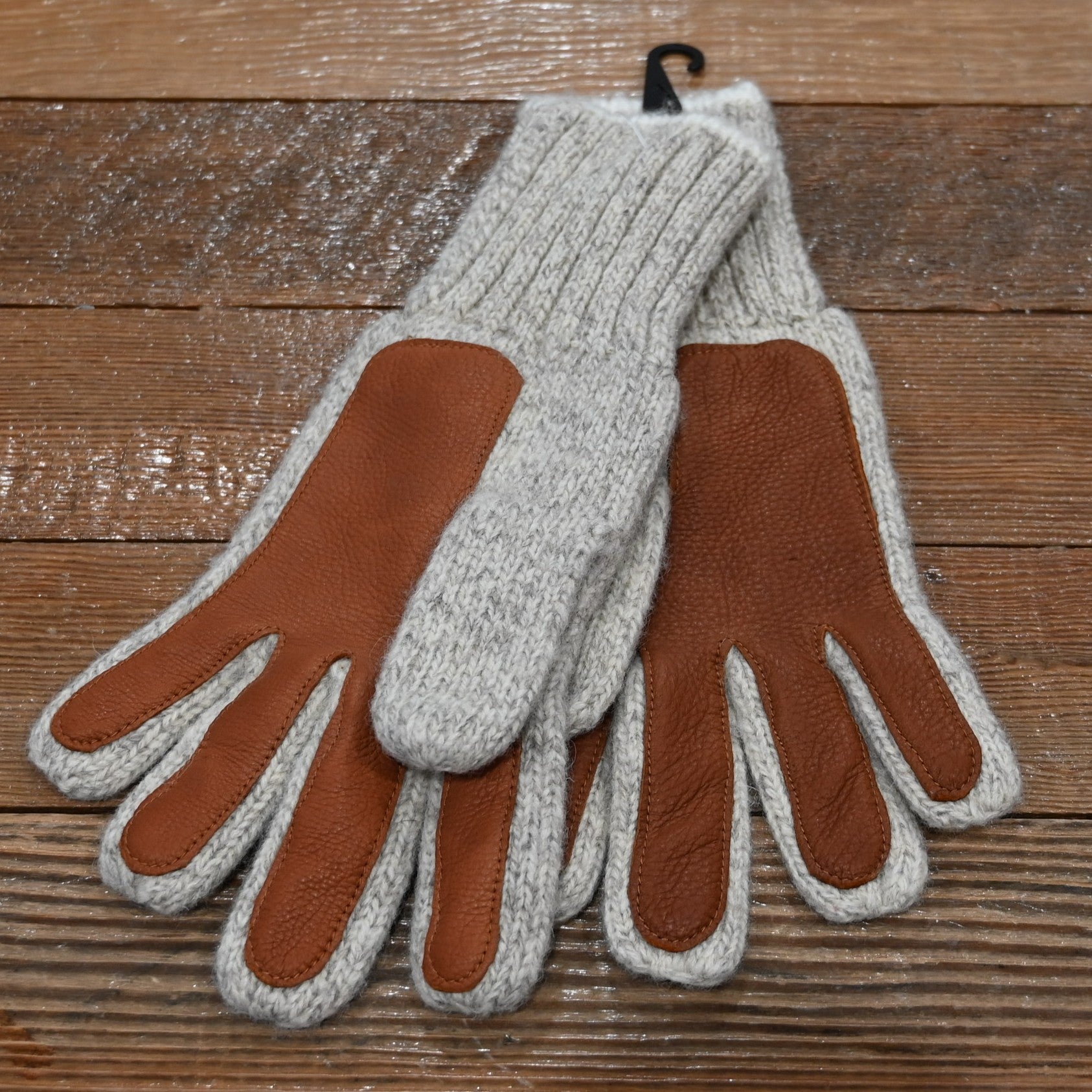 Fox River brown tweed rag and leather glove in large size
