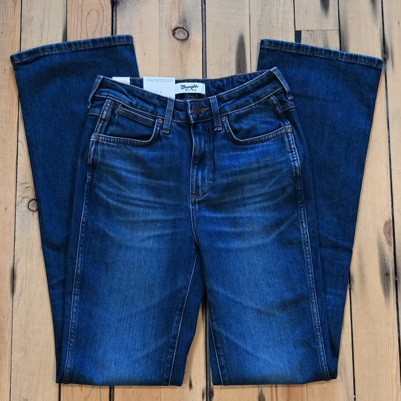 Wrangler Retro Bailey high rise bootcut jean in Isla dark wash