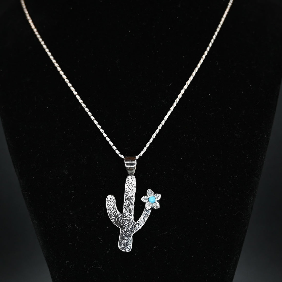 Vogt Silversmiths blooming cactus pendant sterling silver with turquoise