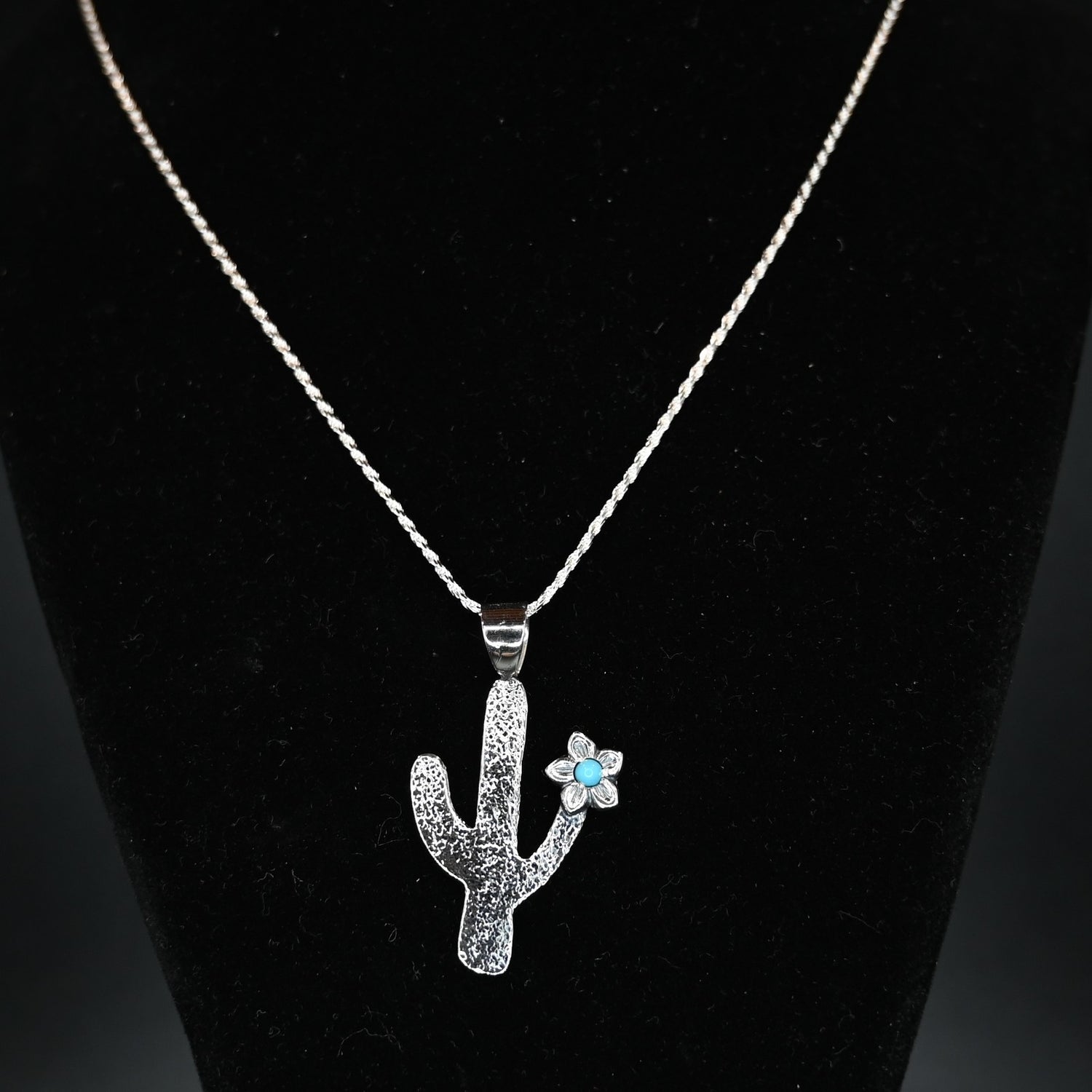 Vogt Silversmiths blooming cactus pendant sterling silver with turquoise