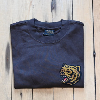 Filson Frontier Any Weather Graphic Tee in dark brown with Filson graphic