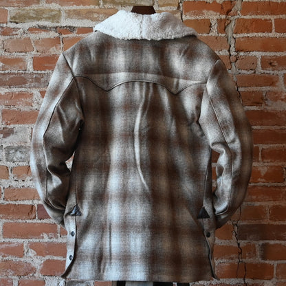 Schaefer Outfitter Wool Coat With Shearling Collar in taupe wool with shearling collar, snap-out vents and front pockets